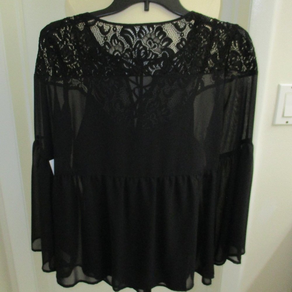 Decree Sheer Black Top With Cami